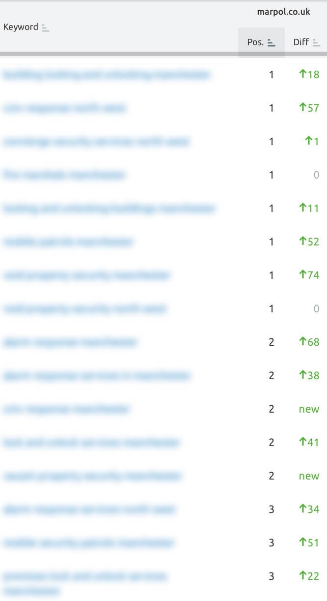 Marpol Security SEO rankings